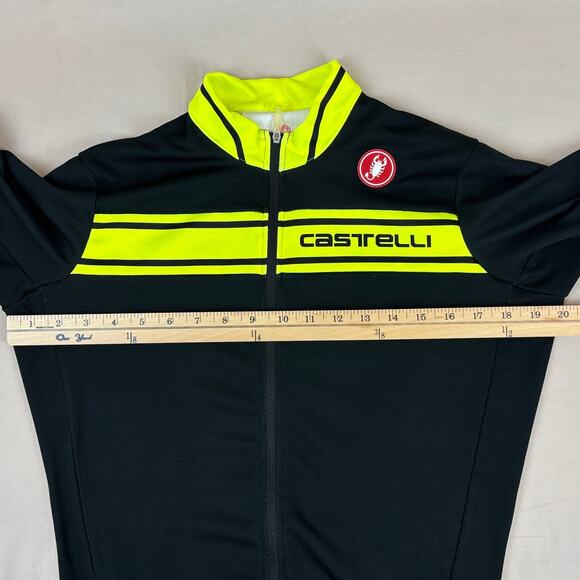 Castelli Cycling Jersey Large Short Sleeve Full Zip Black Neon Yellow Scorpion - Picture 5 of 12